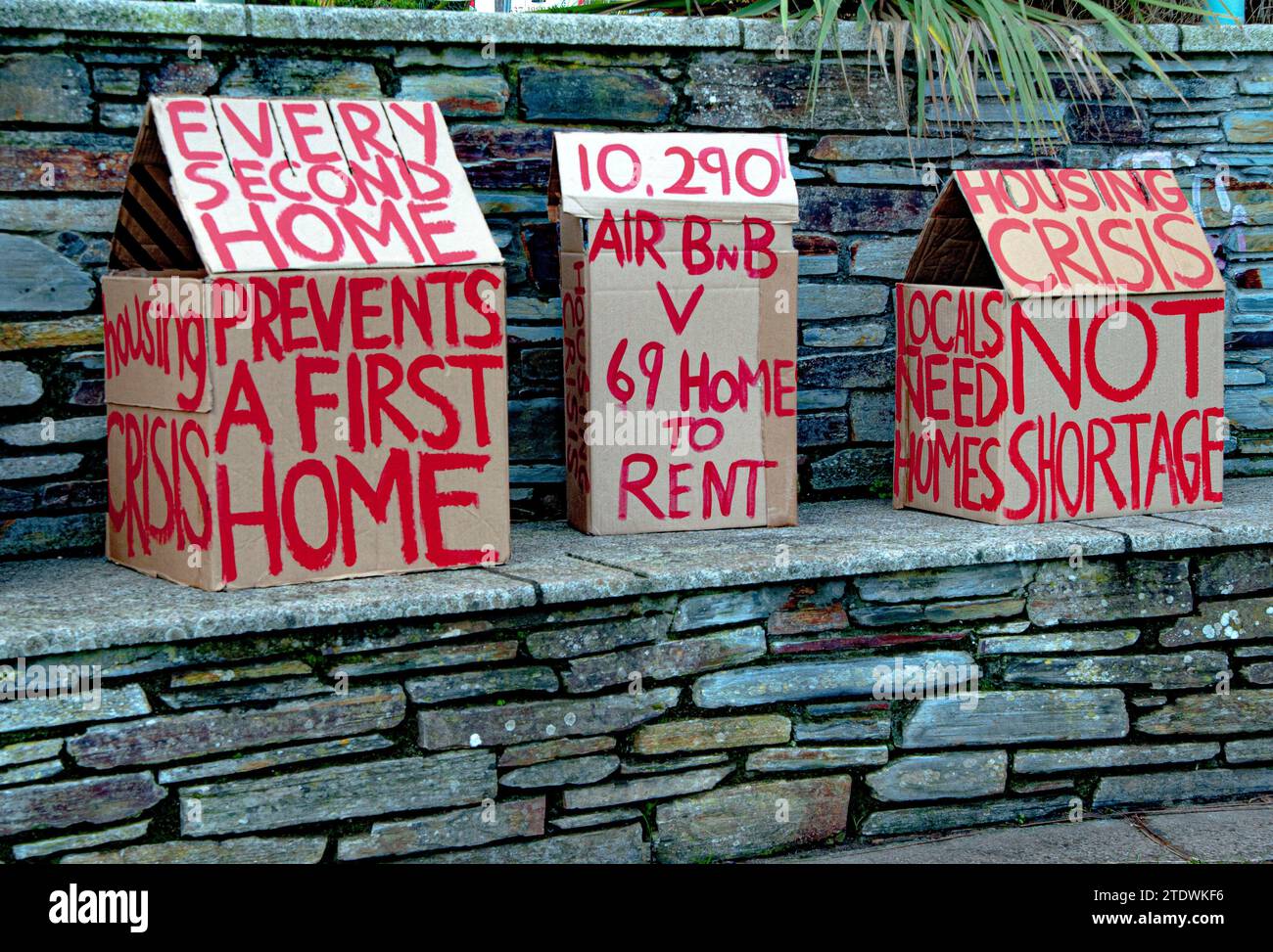 Wohnungsprobleme in Newquay Cornwall. Stockfoto