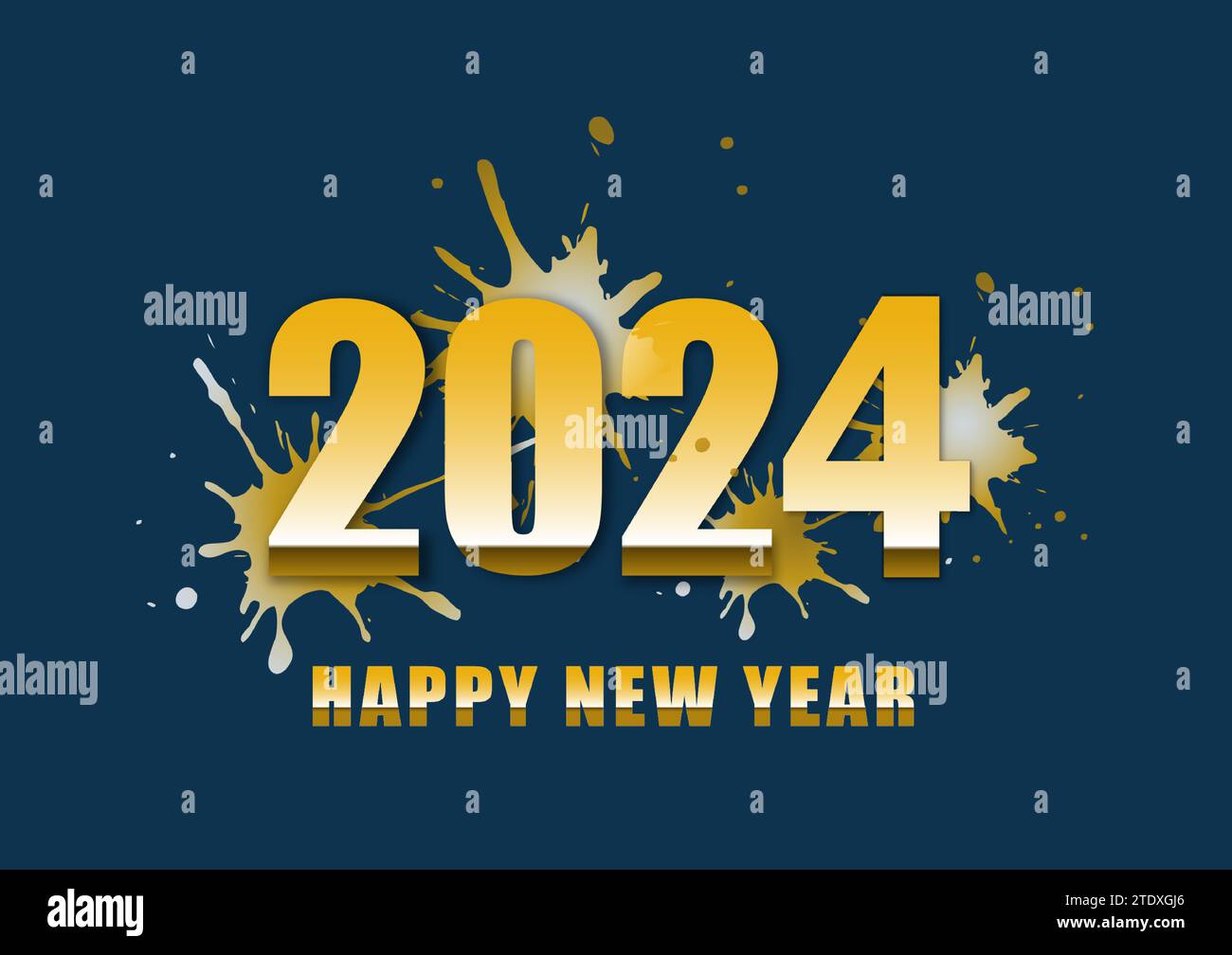 Happy New Year 2024 mit Textdesign auf blauem Hintergrund Stock Vektor