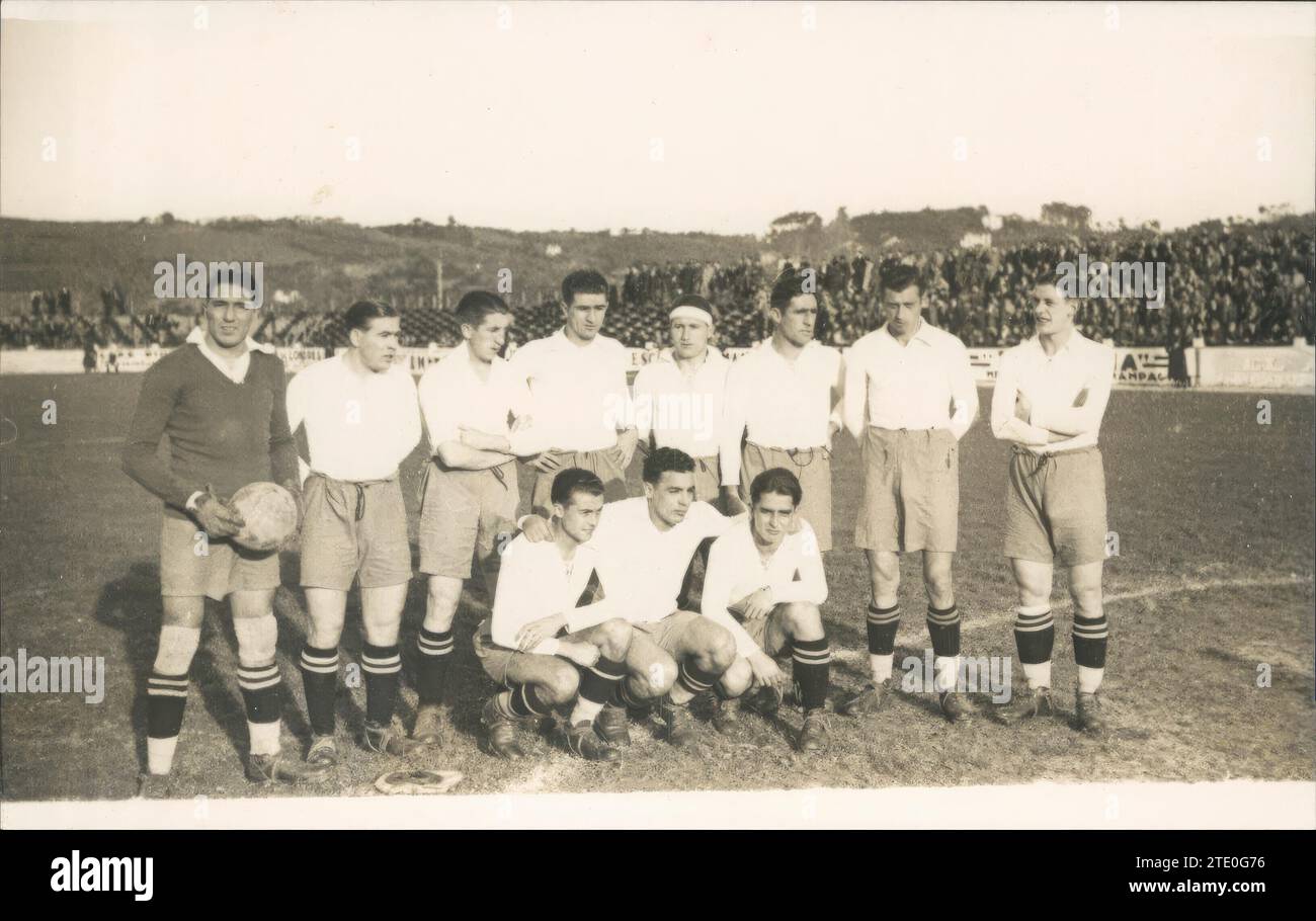 12/01/1935. Zaragoza FC-Team, das sich in Molinón sportlich gegenübersah. Quelle: Album / Archivo ABC / Constantino Suárez Stockfoto