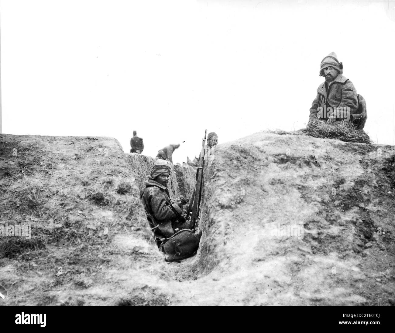 Balkankrieg, November 1912. Bulgarische Schützengräben bei Haden Keni, erste Verteidigungslinie in Richtung Konstantinopel. Quelle: Album / Archivo ABC / Illustrations Bureau Stockfoto