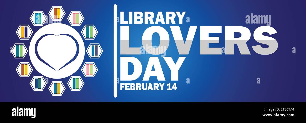 Library Lovers Day Vector Template Design Illustration. Februar. Geeignet für Grußkarten, Poster und Banner Stock Vektor