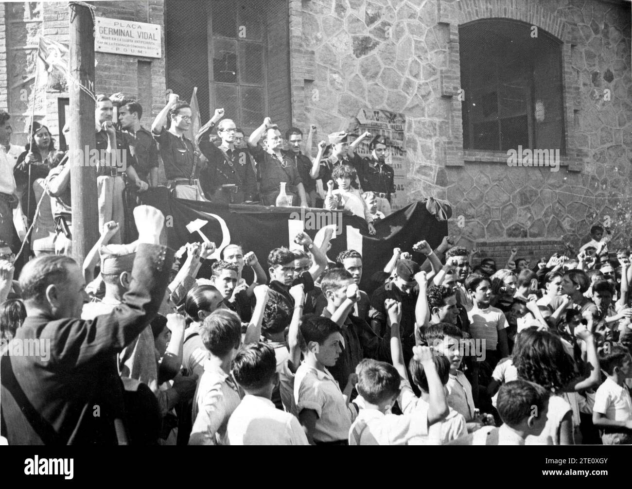 Einweihung der Plaza de Germinal Vidal, die für die republikanische Sache am 19. Juli 1936 starb. Quelle: Album / Archivo ABC / Josep Brangulí Stockfoto