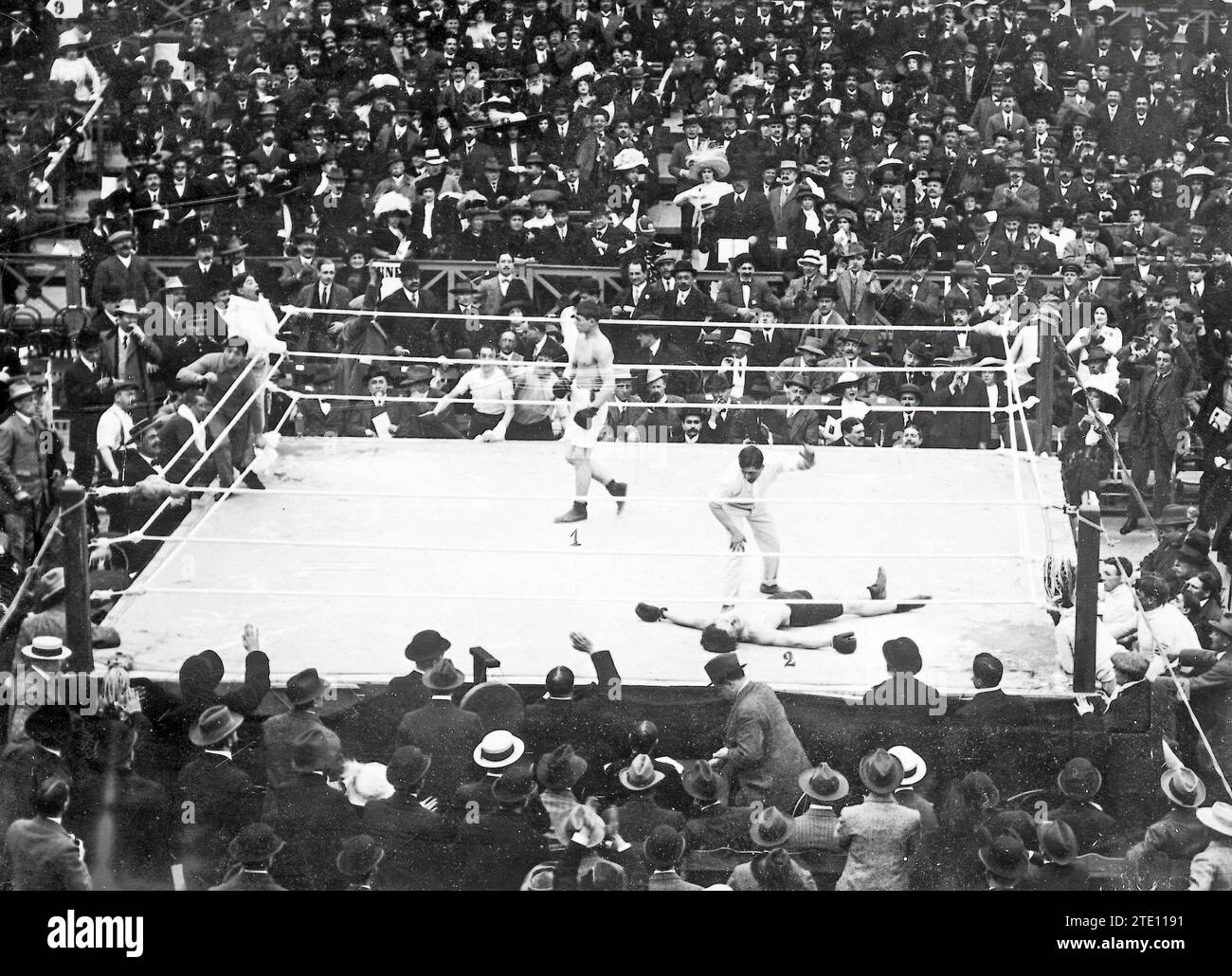 Monte Carlo. 02/29/1912. Moment of Carpentier besiegte den Engländer Sullivan und gewann den Titel des europäischen Mittelgewichtsmeisters. Quelle: Album / Archivo ABC / M. Rol Stockfoto