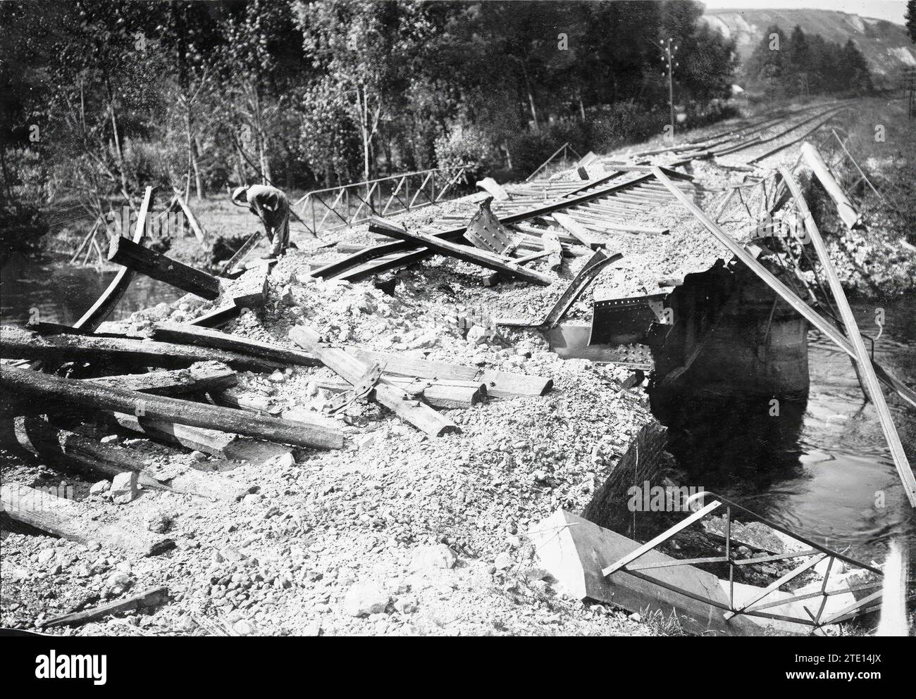 08/31/1914. Die Zerstörungen des Krieges. Zustand der Eisenbahn, zerstört in der Nähe von Amiens (Frankreich). Quelle: Album / Archivo ABC / M. Rol Stockfoto