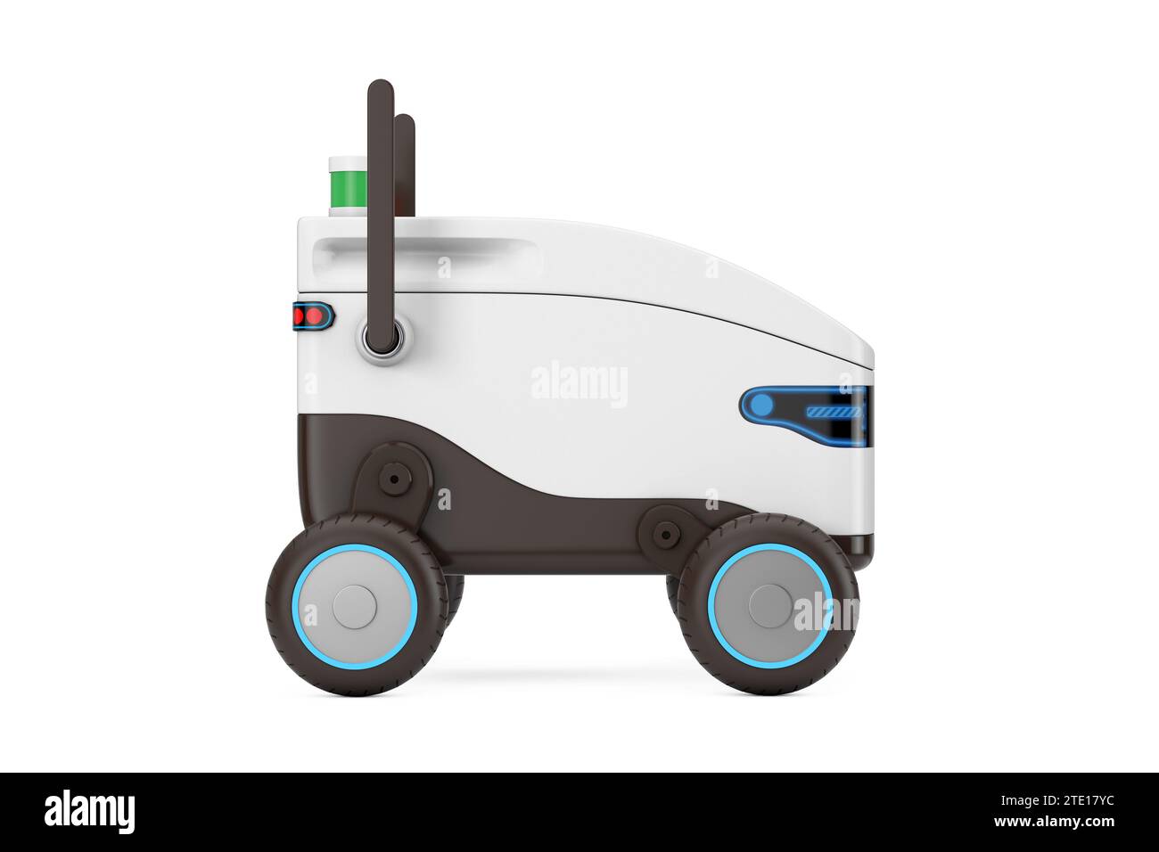 Roboter-Drohne auf weißem Hintergrund. 3D-Rendering Stockfoto