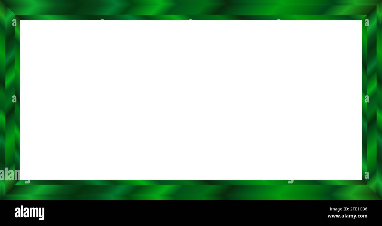 Ein Metallbild oder Spiegelrahmen im Jadegrün-Stil auf weißem Hintergrund Stockfoto