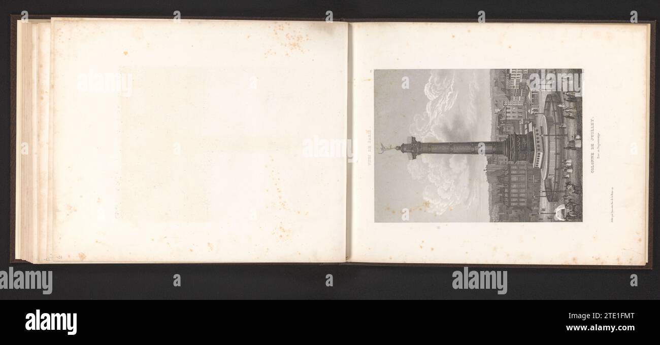Ansicht der Colonne de Juillet, Anonym, Jean Baptiste Marie Chamouin, ca. 1845 - in oder vor 1850 Paris Papier Stahl Gravur Juli Säule Paris Papier Stahl Gravur Juli Säule Stockfoto