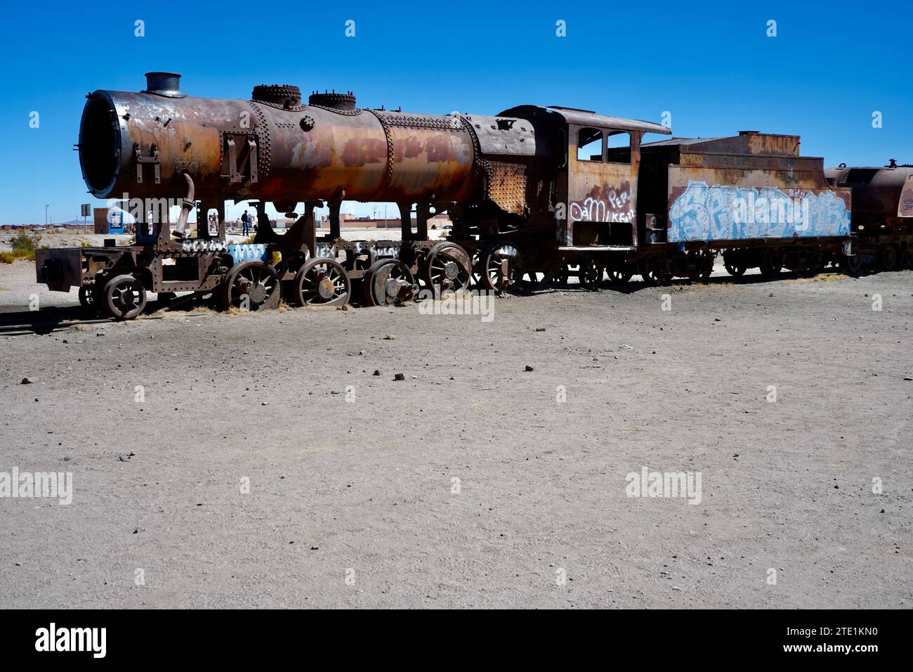 Rosting Vintage Dampflokomotive auf dem Friedhof Cementerio de Trenes oder Great Train. Uyuni, Bolivien. Stockfoto