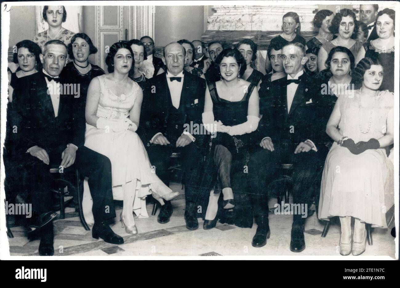 Don Ricardo Samper im März 1931, bevor er seine politische Laufbahn in Madrid begann, die ihn zum Vorsitz des Ministerrates erhoben hat und den Handelsverband bei einer Partei vertrat, an der Miss Spanien teilnahm. Quelle: Album/Archivo ABC Stockfoto