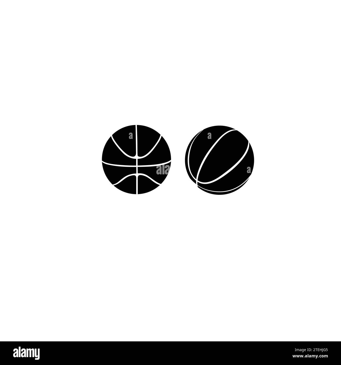 Symbole für Basketball, die flach sind. Sportsymbole in weiß und Schwarz. Basketbälle in Vektorform. Stock Vektor