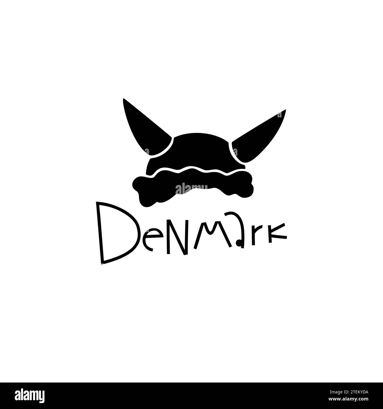 Vektor Handgezeichnetes Dänemark Label. Skandinavische Reise-Illustration. Schriftbild Handschriftlich Schreiben. Dänisches Symbol-Logo Stock Vektor