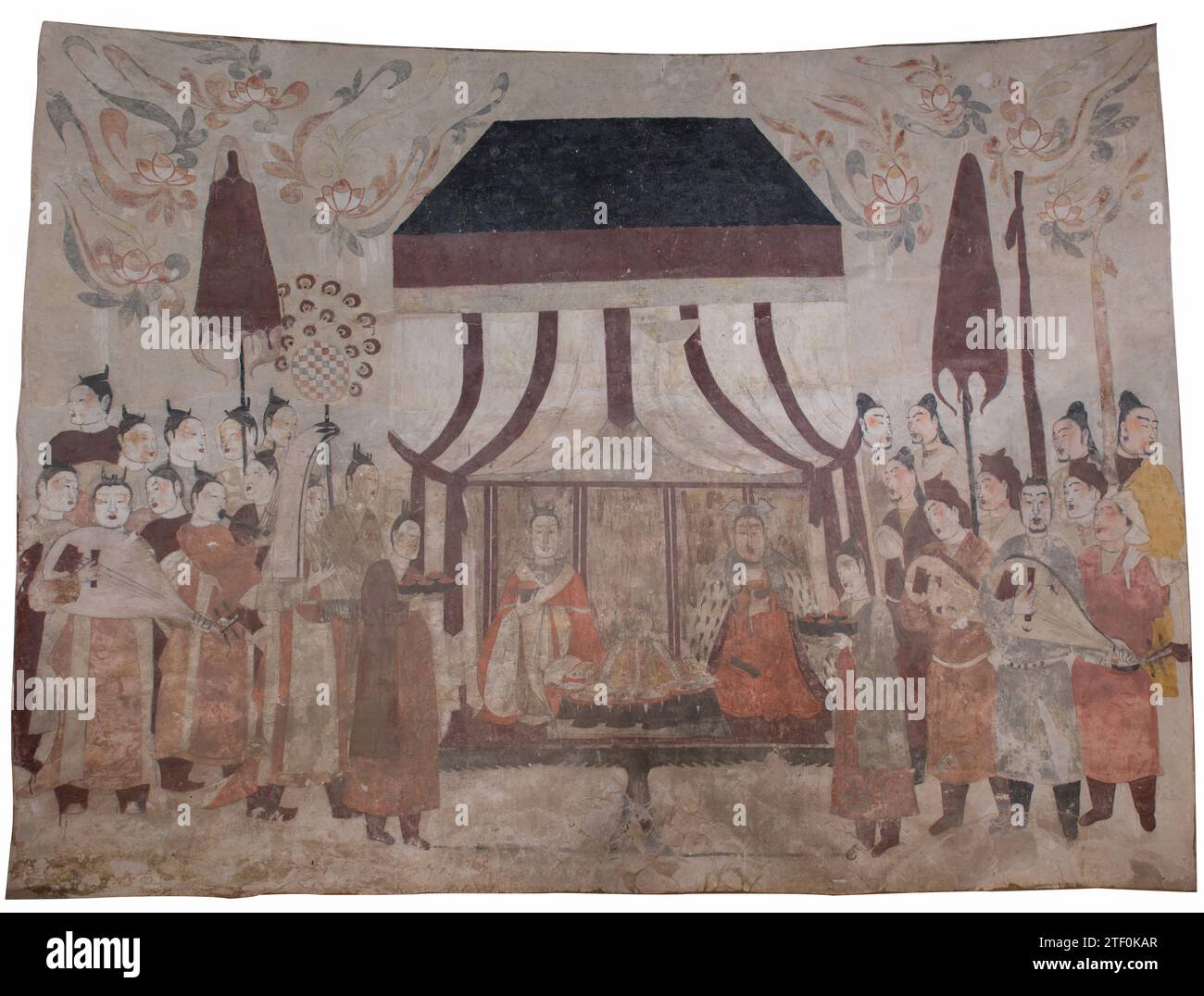 (231220) -- TAIYUAN, 20. Dezember 2023 (Xinhua) -- dieses Aktenfoto zeigt ein Bild von Xu Xianxiu, einem hochrangigen Beamten der Nördlichen Qi-Dynastie (550-557), und seiner Frau, die ein Bankett veranstalten. PASSEND ZUM „Museum mit 1.500 Jahre alten Wandmalereien öffnet sich in China“ (Taiyuan Nördliche Qi-Dynastie Wandmalerei Museum/Handout Via Xinhua) Stockfoto