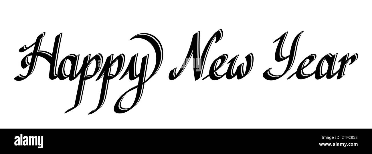 Frohe neue Jahr Kalligraphie Grüße, Wünsche für Dekoration, Grußkarten, Flyer, Banner, Poster Stock Vektor