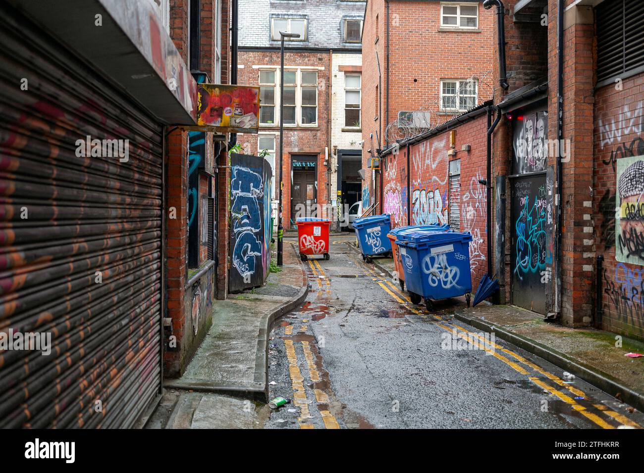 Zurück in der Alley im Stadtzentrum von Manchester Stockfoto
