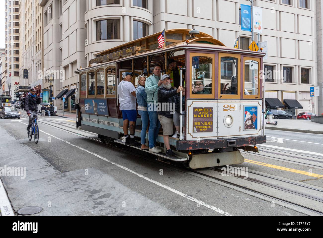 Straßenbahn-Seilbahn Am Union Square San Francisco Pride Wochenende 24. Juni 2023 Stockfoto