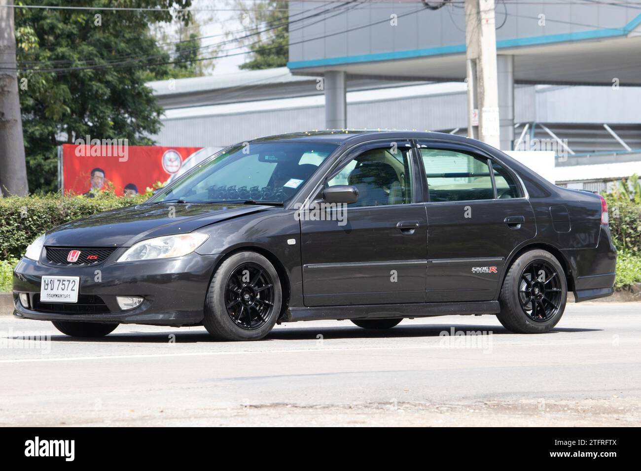 Chiangmai, Thailand – 8. September 2023: Privatlimousine von Honda Automobil, Honda Civic. Auf der Straße Nr. 1001 8 km vom Chiangmai Business Area. Stockfoto