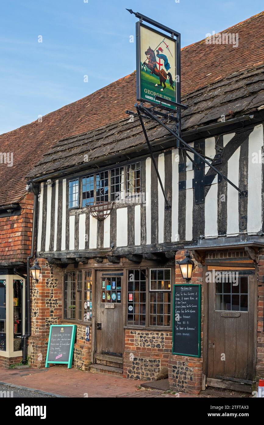 Frame House, Pub, Alfriston, East Sussex, England, Großbritannien Stockfoto
