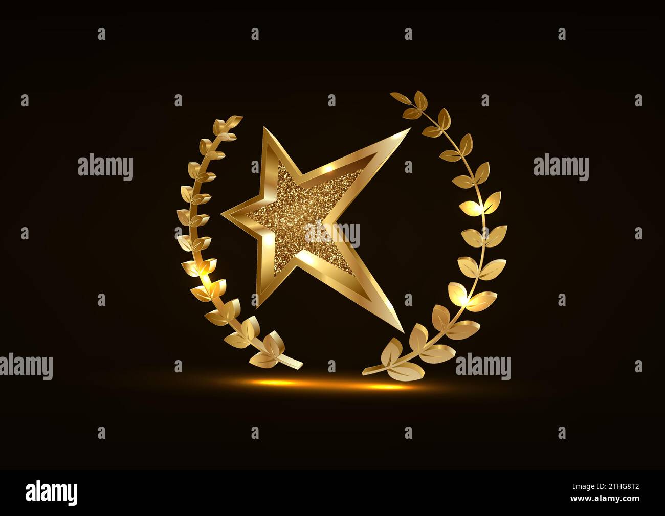 Goldener 3D-Stern auf schwarzem, modernem Hintergrund. Luxuriöses Preisbanner mit Sternen. Vektorillustration Stock Vektor