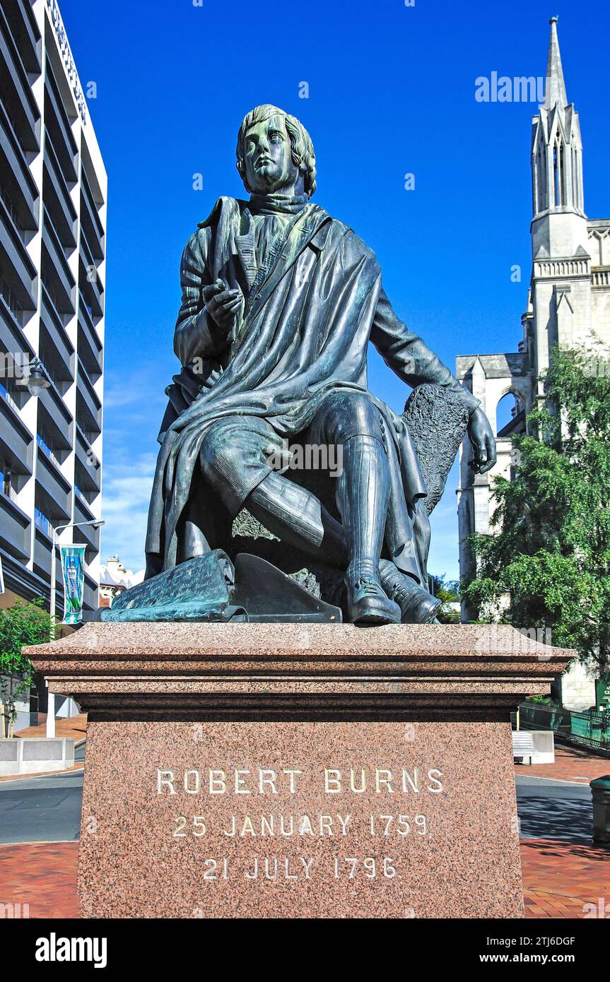 Robert Burns Statue, Octagon, Dunedin, Region Otago, Südinsel, Neuseeland Stockfoto