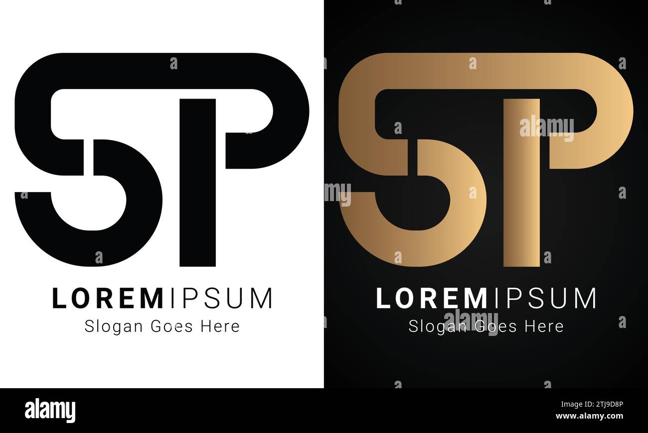 Luxuriöses Initial SP- oder PS-Monogramm-Logo-Design mit Textbuchstaben Stock Vektor