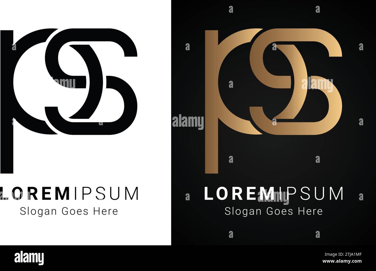 Luxuriöses Initial SP- oder PS-Monogramm-Logo-Design mit Textbuchstaben Stock Vektor