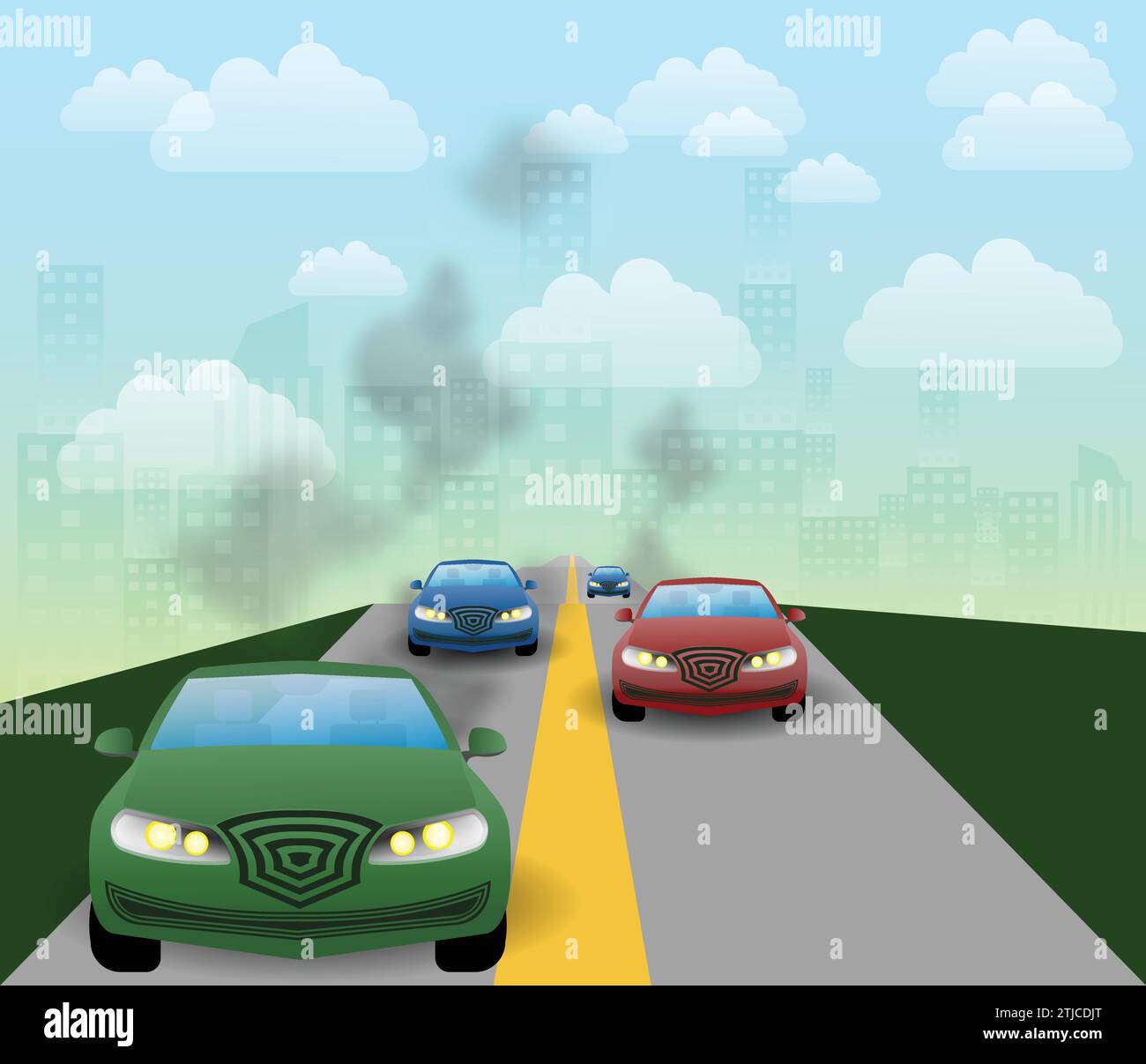 Städtische Verschmutzung und Verkehr Stock Vektor