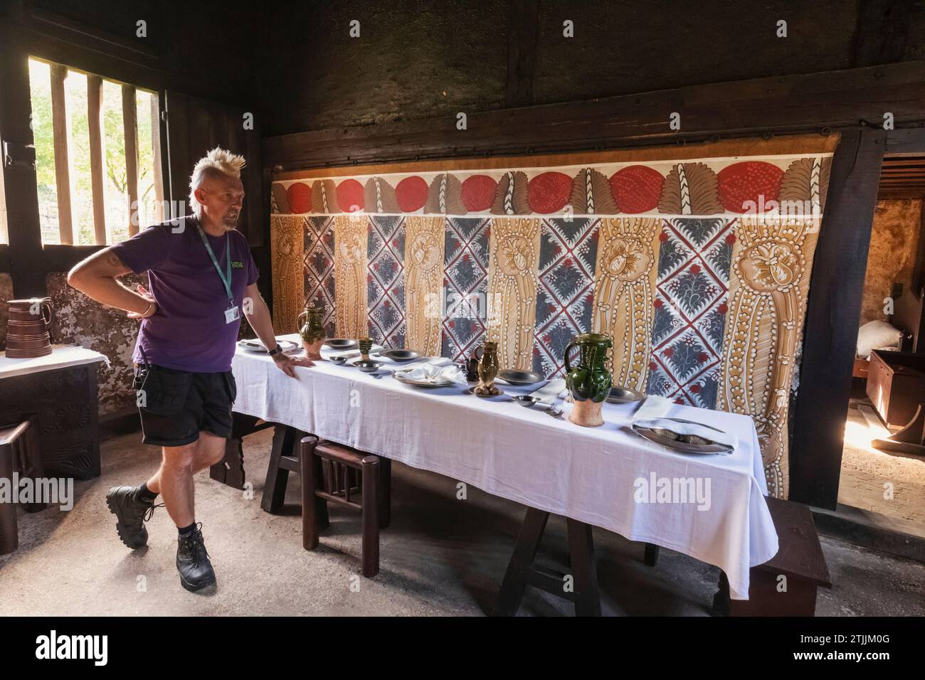 England, West Sussex, Weald and Downland Living Museum, Bayleaf Farmhouse 15. Jahrhundert, Innenansicht Stockfoto