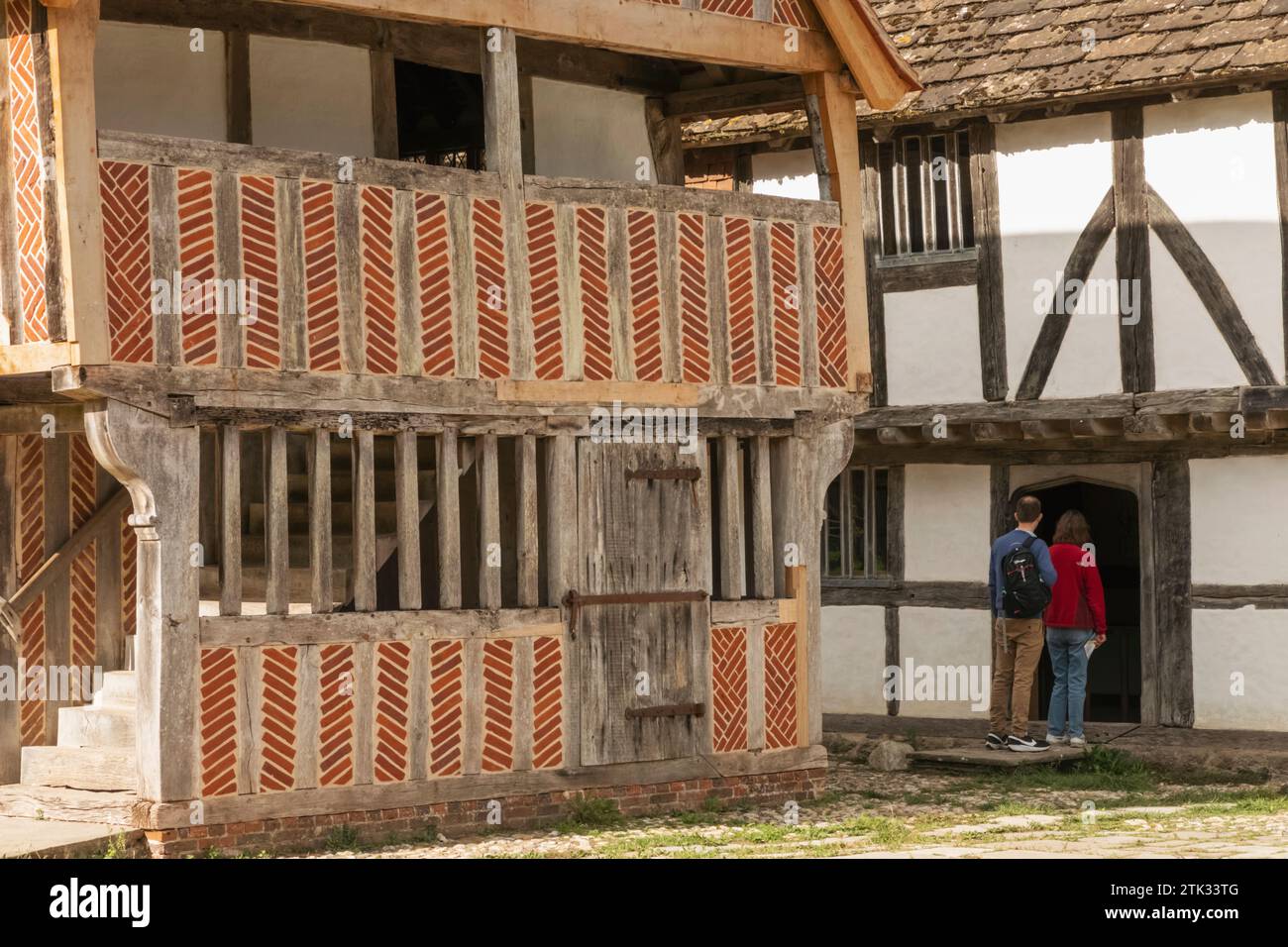 England, West Sussex, Weald and Downland Living Museum, Blick auf historische Gebäude Stockfoto