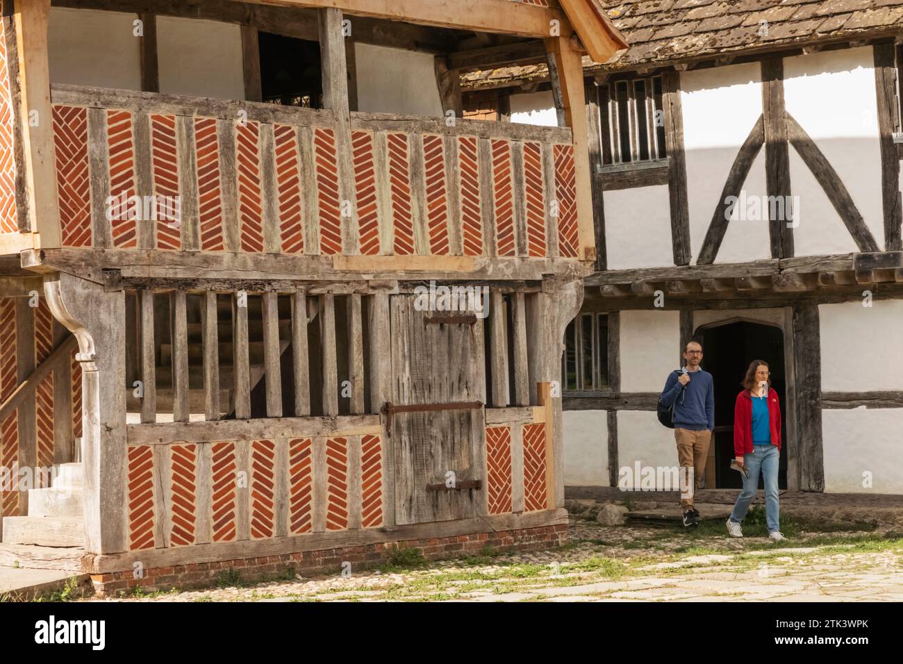 England, West Sussex, Weald and Downland Living Museum, Blick auf historische Gebäude Stockfoto
