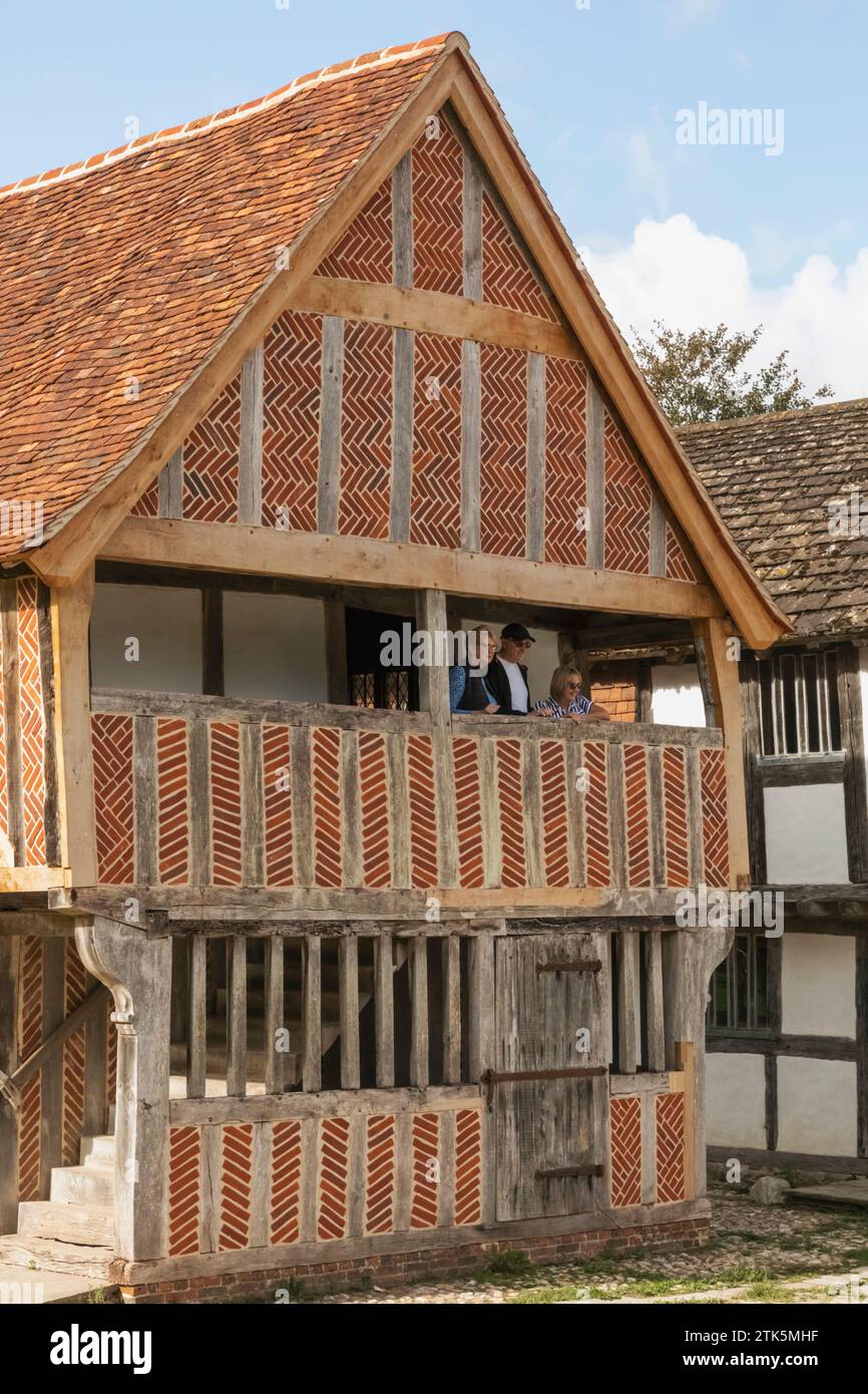 England, West Sussex, Weald and Downland Living Museum, Blick auf historische Gebäude Stockfoto