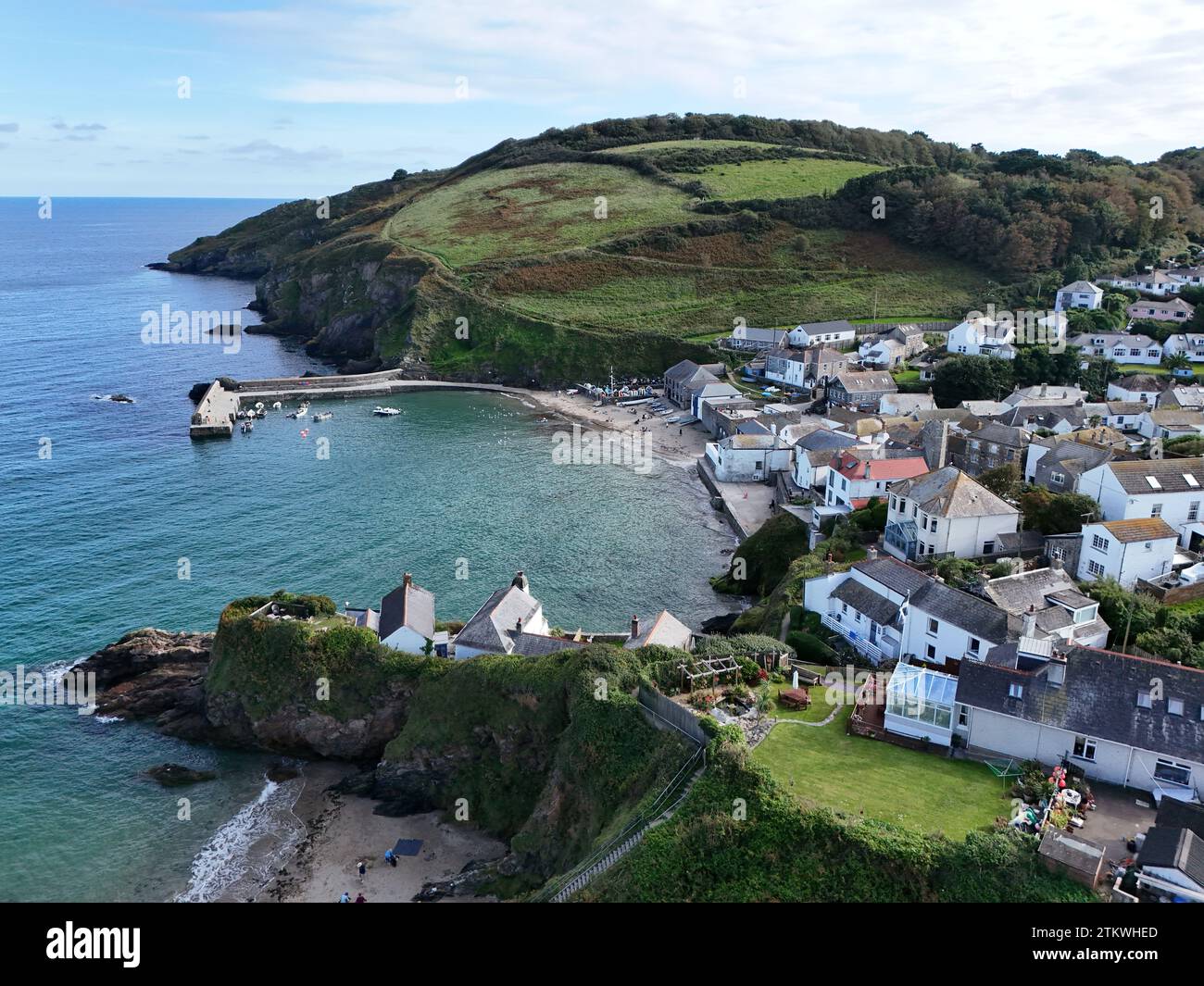Gorran Haven Fischerdorf Cornwall UK Drohne, Luftfahrt Stockfoto Gorran Haven Fischerdorf Cornwall UK Drohne, Luftfahrt Stockfoto