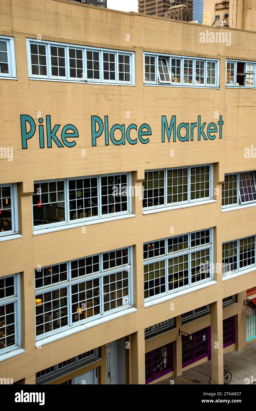 Pike Place Market im Herzen von Seattle, Washington Stockfoto