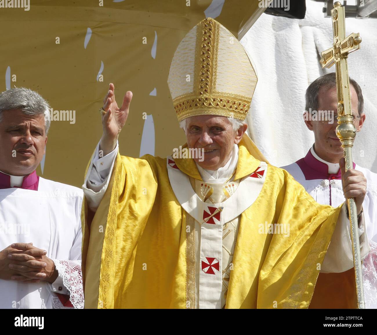 Madrid 08-21-2011 Abschlussmesse des Weltjubiläums auf dem Luftwaffenstützpunkt Cuatro Vientos, das von Papst Benedikt XVI., Foto Jaime Garcia Archdc, geleitet wurde. Quelle: Album / Archivo ABC / Jaime García Stockfoto