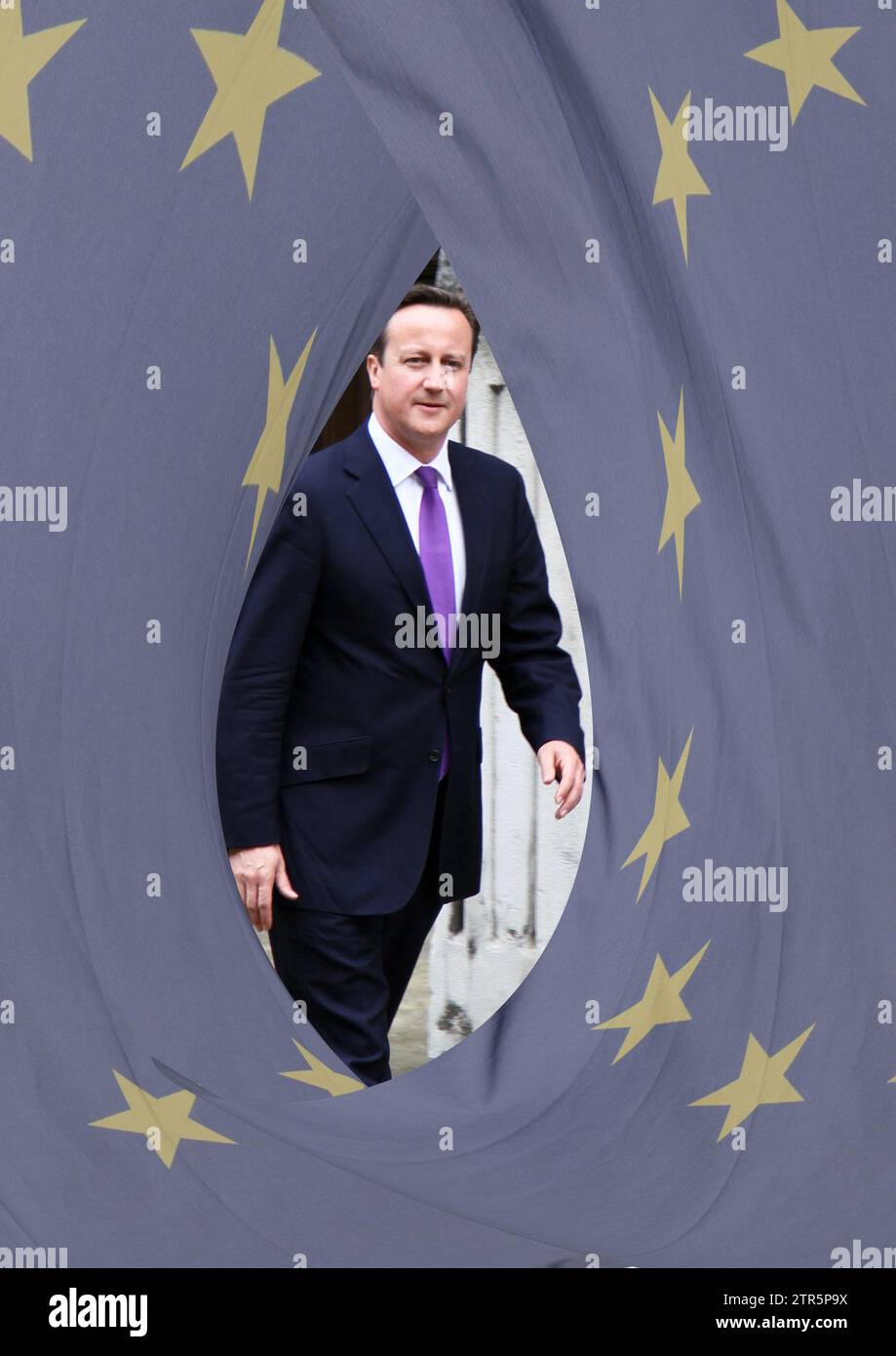 David Cameron. Eu-Referendum. Brexit. Eu-Flagge. Britische Premierminister. Berühmte Politiker. Europa. Britische Politiker. Internationale Beziehungen. Brexit. Europäische Union. Politik. Stockfoto