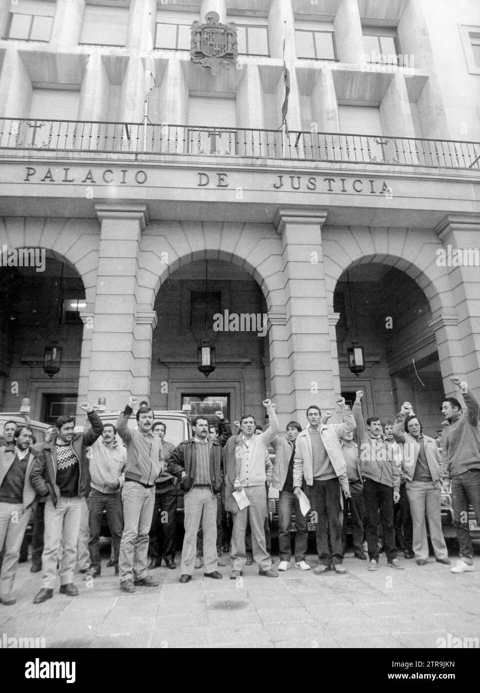 12/31/1982. SOC-Tagelöhner protestieren gegen die Gefängnisstrafe von acht von ihnen. Quelle: Album / Archivo ABC / Doblado Stockfoto