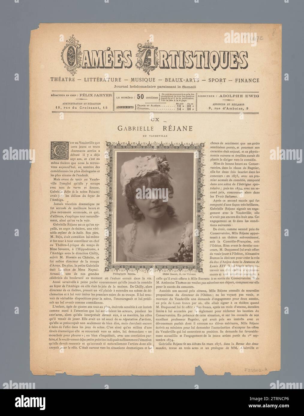 Künstlerische Cameos, Félix Jahyer, 1880 - 1883 Papier. Leinen-(Material-)Druckpapier. Leinen-(Material-)Druck Stockfoto