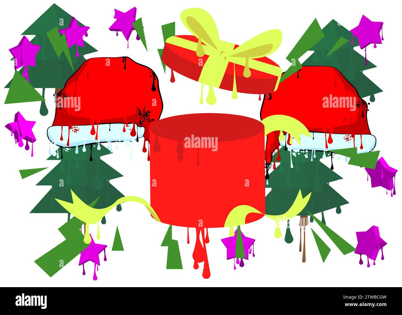 Weihnachtsgraffiti. Abstrakte moderne Feiertagskunst-Dekoration, festliche Jahreszeit im urbanen Malstil. Stock Vektor