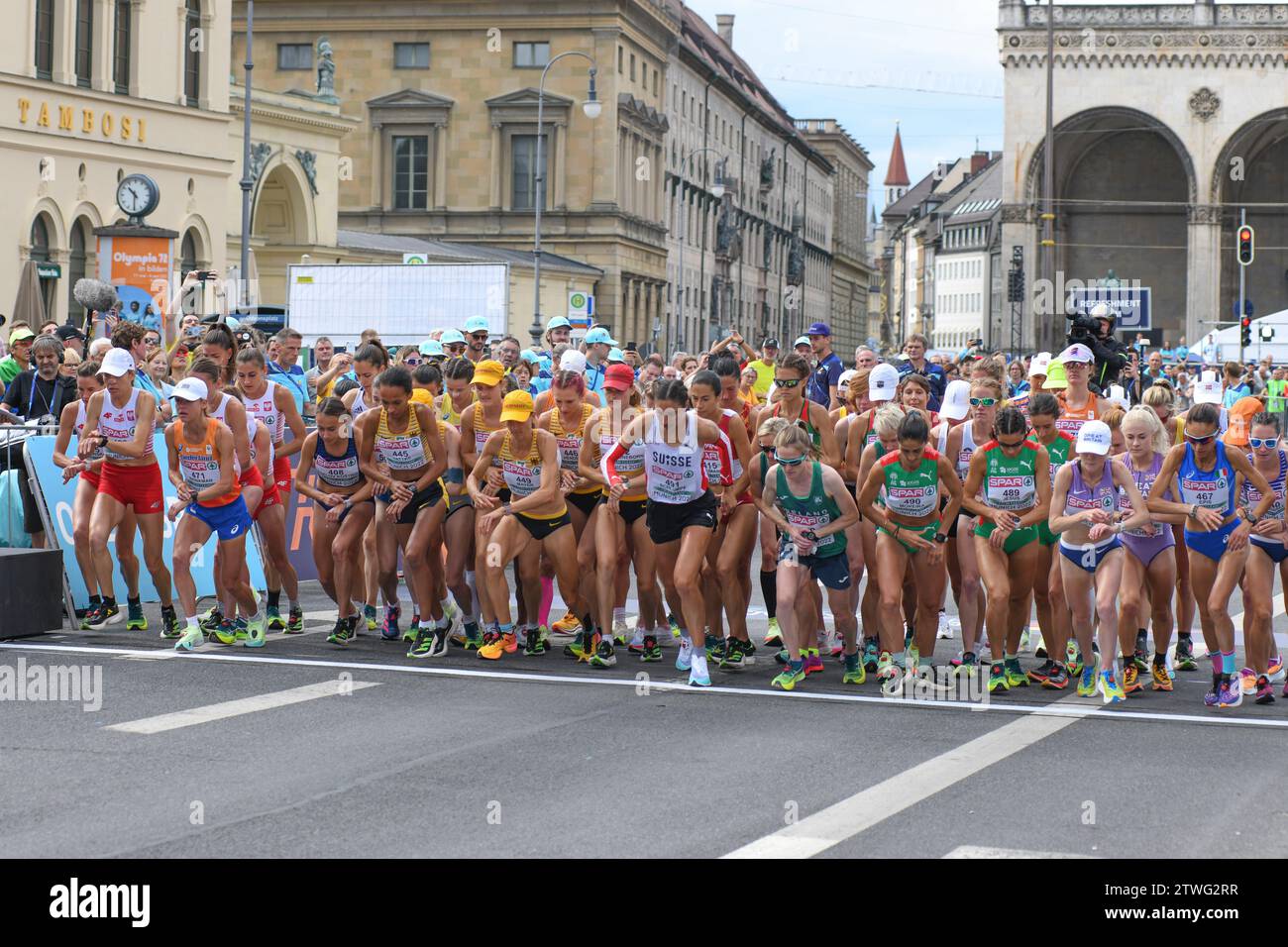 Damen-Marathon-Startlinie. Europameisterschaften München 2022 Stockfoto