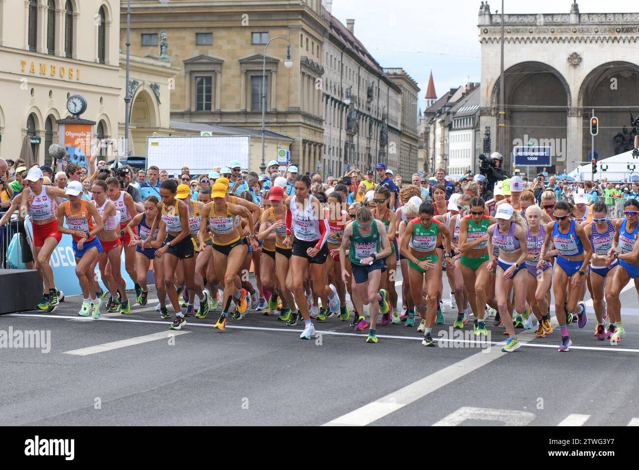 Damen-Marathon-Startlinie. Europameisterschaften München 2022 Stockfoto