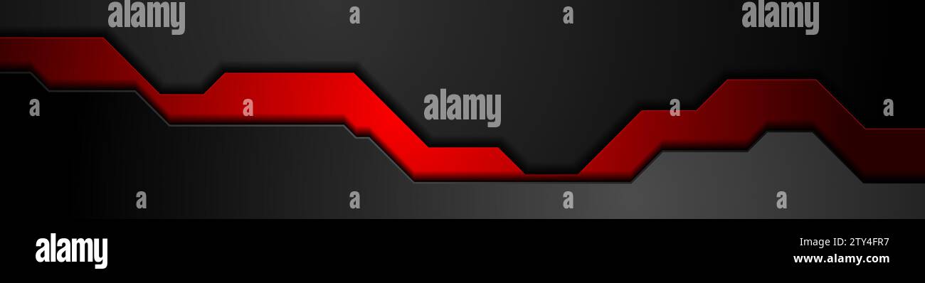 Roter und schwarzer geometrischer abstrakter Technologiehintergrund. Vektorbanner-Design Stock Vektor