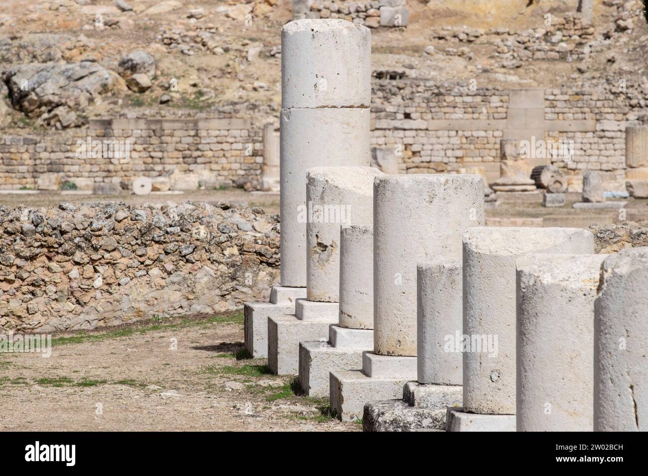 Termas Monumentales, parque Arqueológico de Segóbriga, Saelices, Cuenca, Castilla-La Mancha, Spanien Stockfoto