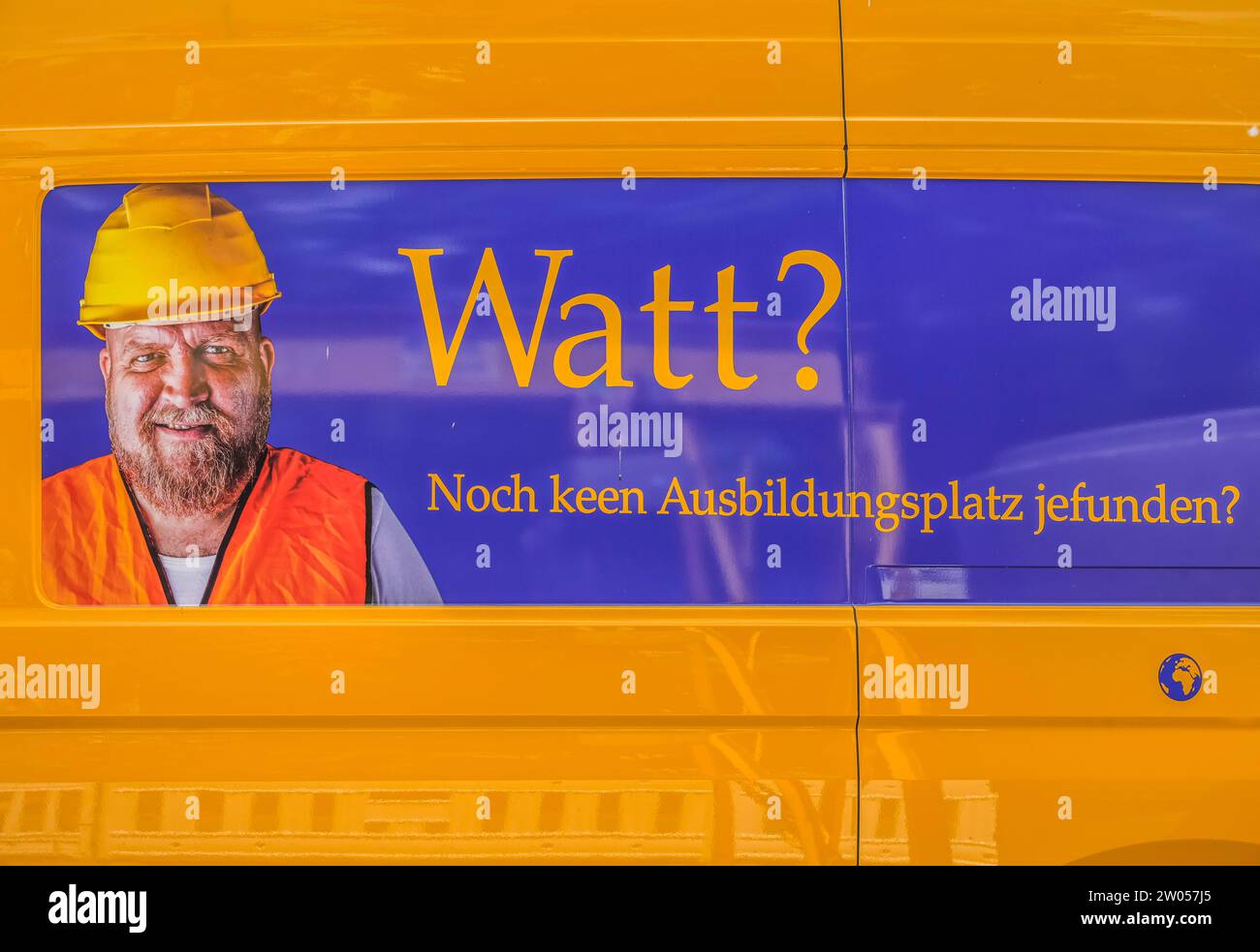 Werbung, Ausbildungsplatz auf dem Bau, Berlin, Deutschland *** Lokale Bildunterschrift *** , Berlin, Deutschland Stockfoto