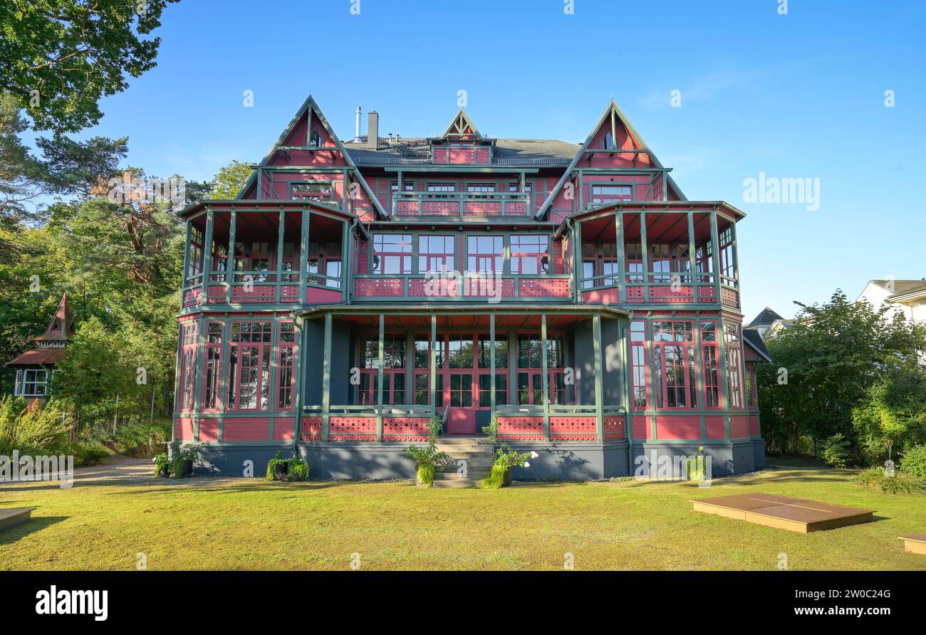 Holzhaus, Villa, Eichenweg, Heringsdorf, Usedom, Mecklenburg-Vorpommern, Deutschland Stockfoto