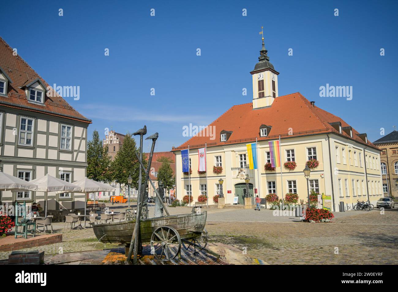 Altes Rathaus, Markt, Angermünde, Brandenburg, Deutschland Stockfoto