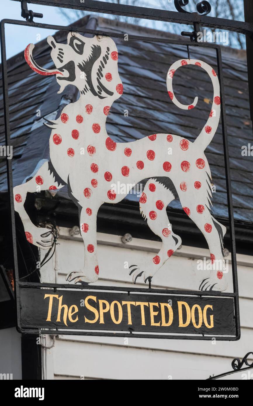 England, Kent, Penshurst Place, The Spotted Dog Pub Schild Stockfoto