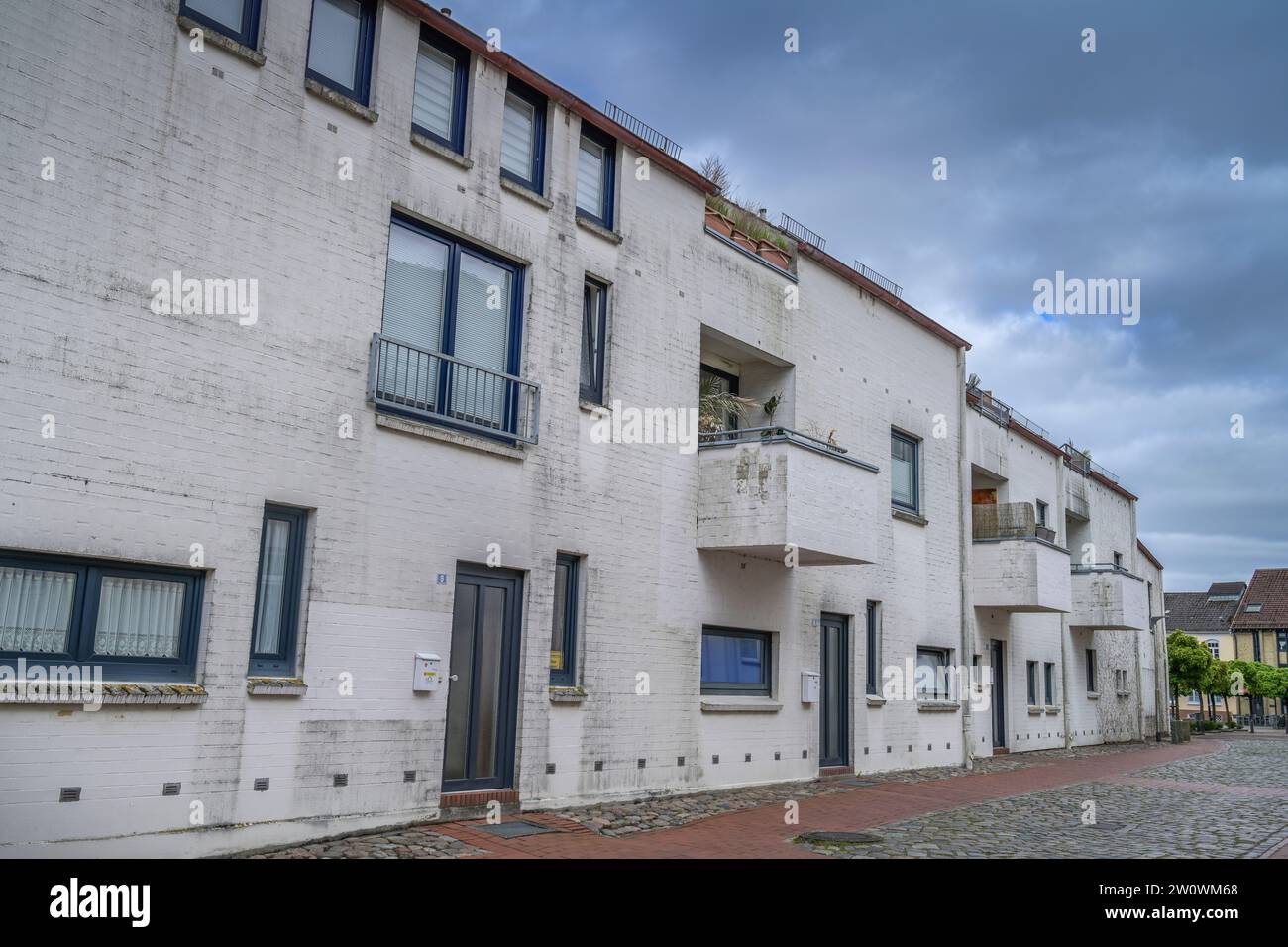 Billige Neubauten, Lange Straße, Schleswig-Holstein, Deutschland Stockfoto