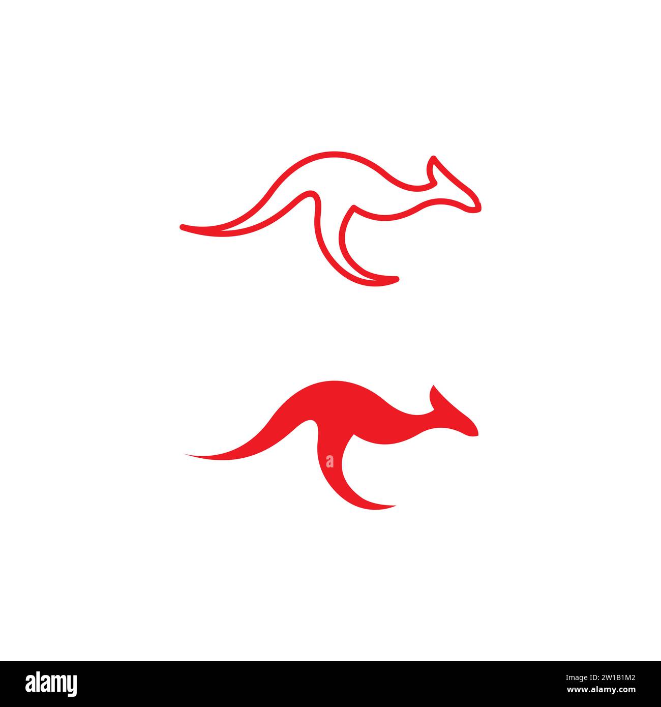 Känguru-Logo. Kängurulinie und flaches Logo Stock Vektor