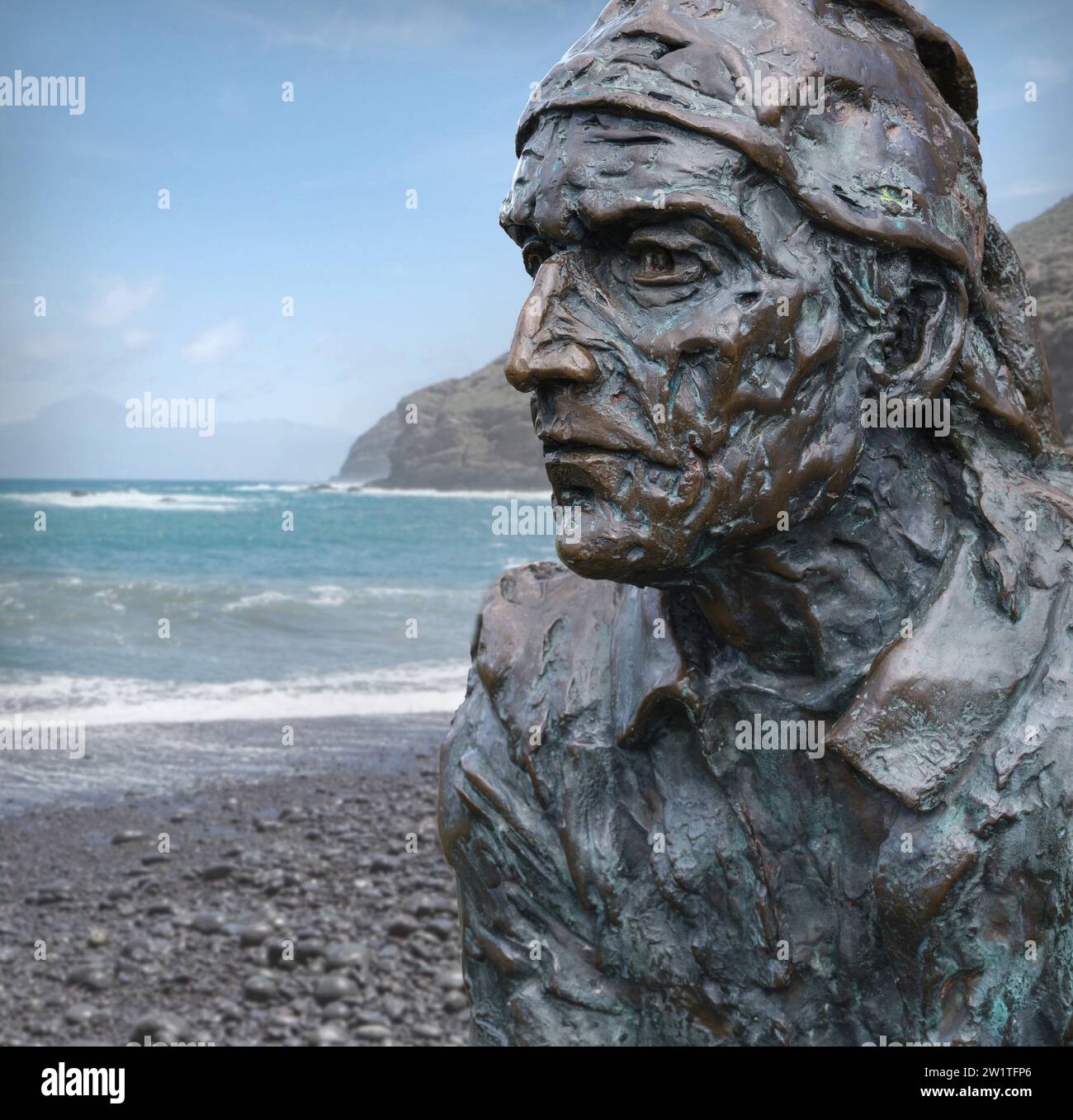 Konzeptuelles Bild einer Bronzeskulptur des italienischen Seefahrers John Cabot aus Bristol's schwimmendem Hafen, überlagert von einem Meeresgrund Stockfoto