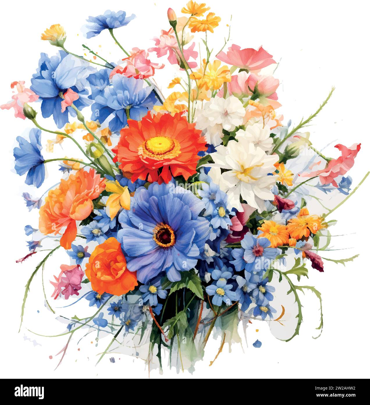Aquarellblumen zum Verkauf kaufen, Blumen kaufen, verspielte Arrangements Stock Vektor
