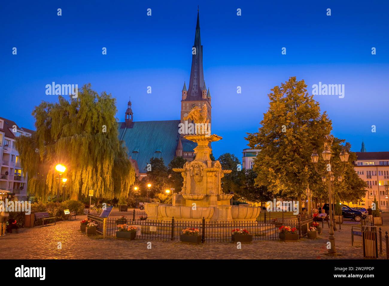 Weißer Adlerbrunnen - Fontanna Orla Bialego, Jakobskathedrale, Stettin, Woiwodschaft Westpommern, Polen Stockfoto